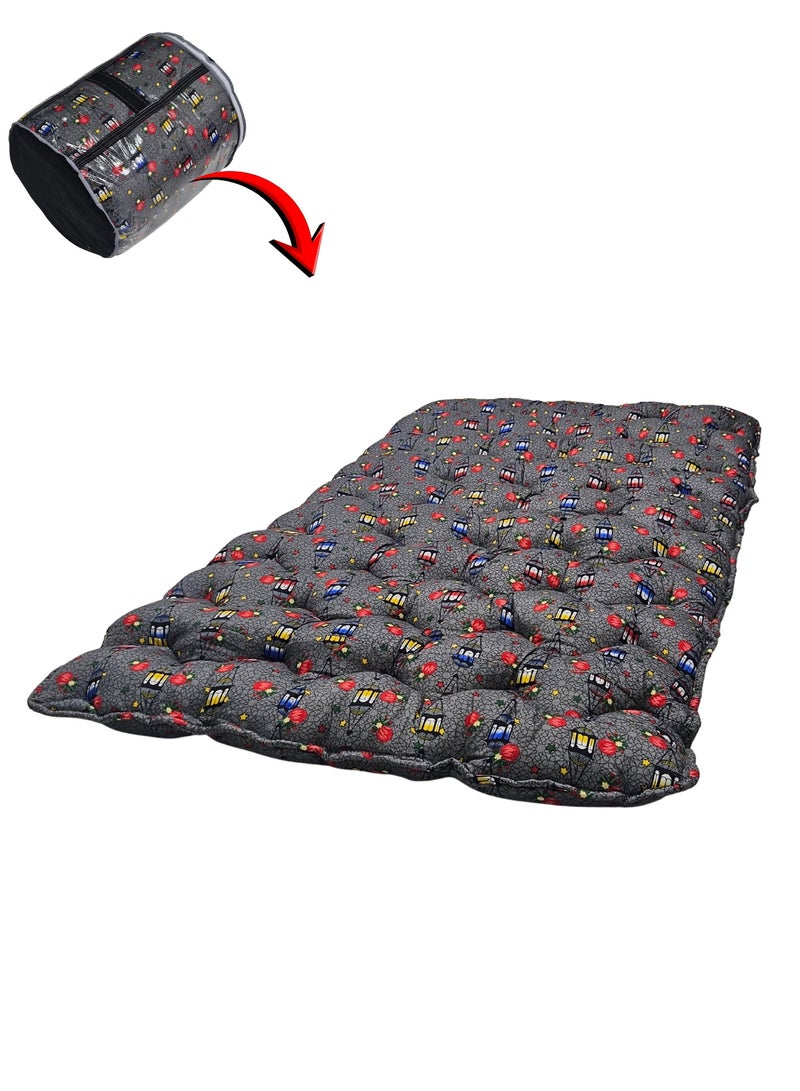 سمارت هوم مطرحة أرضية رمضانية مفرد 190×90×6 سم بحشوة قطن طبيعي وقماش بوليستر ناعم – فرش أرضي مبطن قابل للطي مع حقيبة تخزين – مناسب لجلسات رمضان والنوم الأرضي والضيوف والرحلات – هدية رمضانية مريحة - Image 3